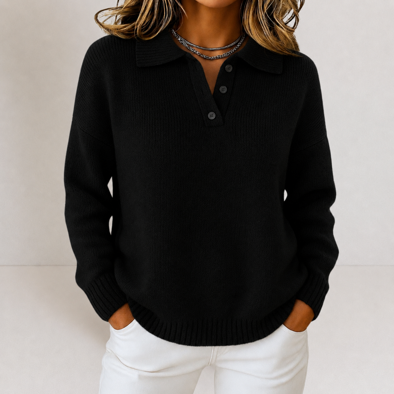 Men's Knit Sweater | Soft Polo Collar, Relaxed Fit 5