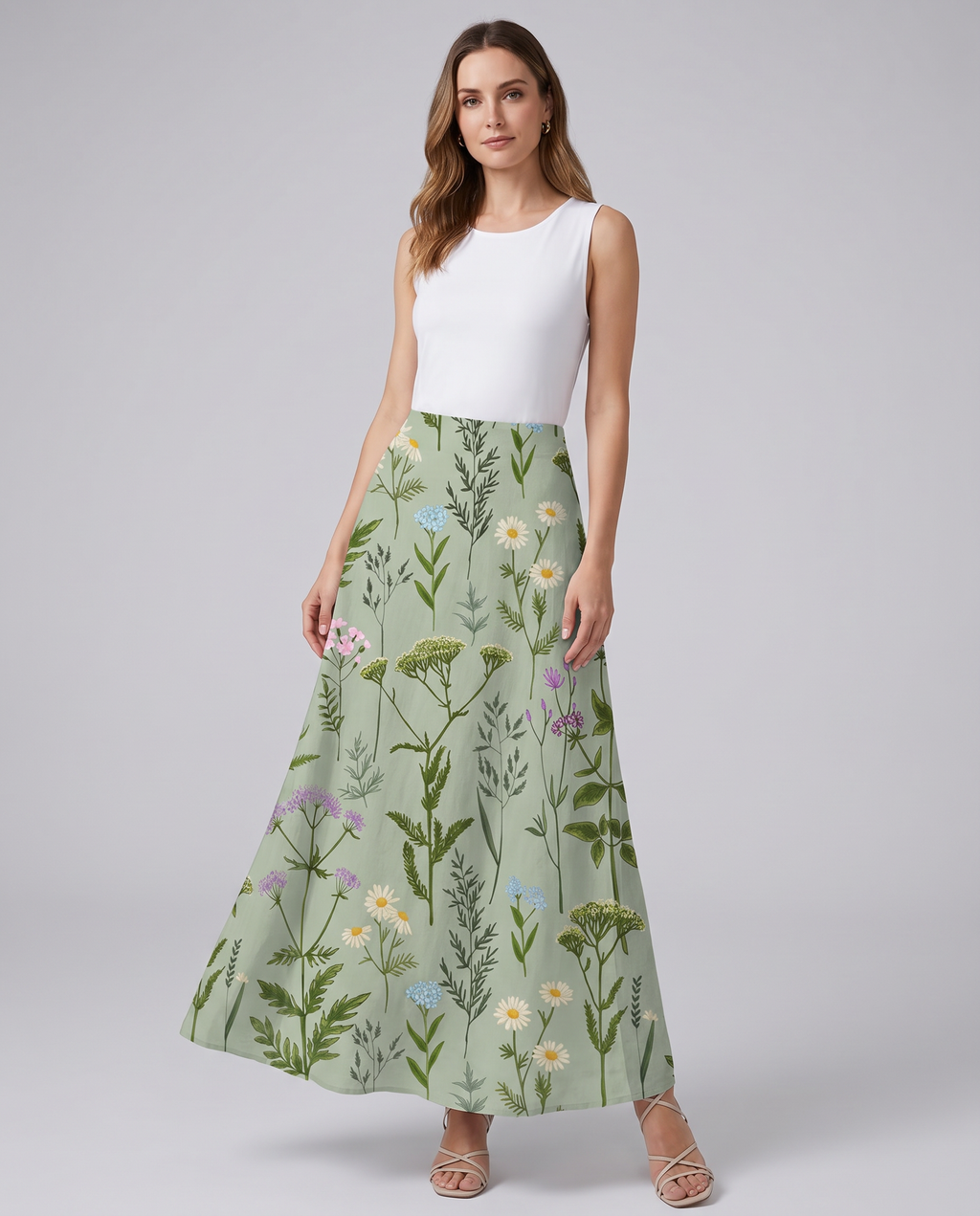 Women's A-Line Skirt | Botanical Print, Comfortable Fit 0