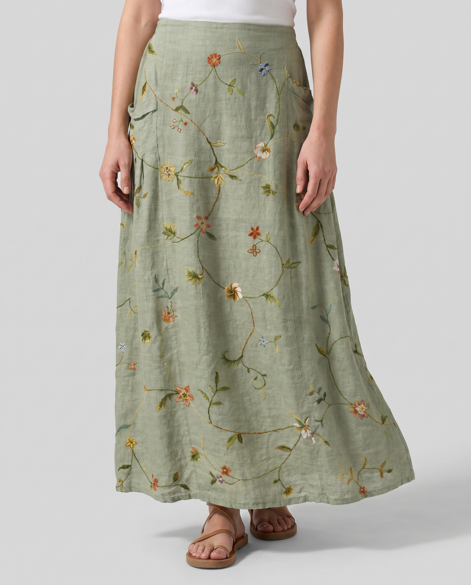 Women's A-Line Skirt | Retro Floral Print, Comfortable Fit, Side Pockets 3