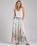 Women's A-Line Skirt | Vintage Floral Print, Elastic Waist, Side Pockets 0