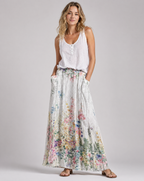 Women's A-Line Skirt | Vintage Floral Print, Elastic Waist, Side Pockets 0