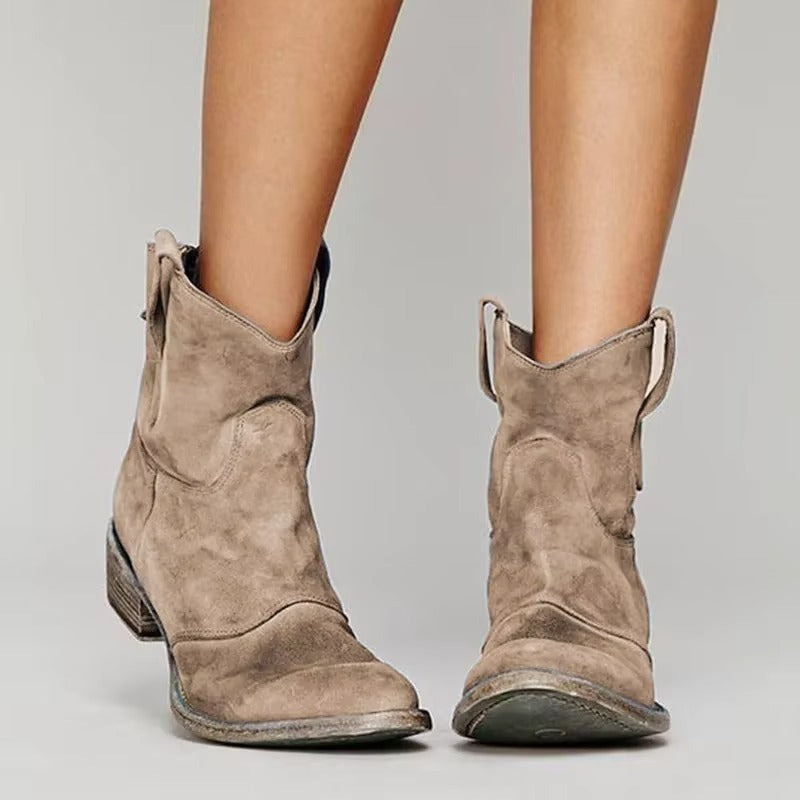 Women's Ankle Boots | Western Style, Block Heel, Rounded Toe 1