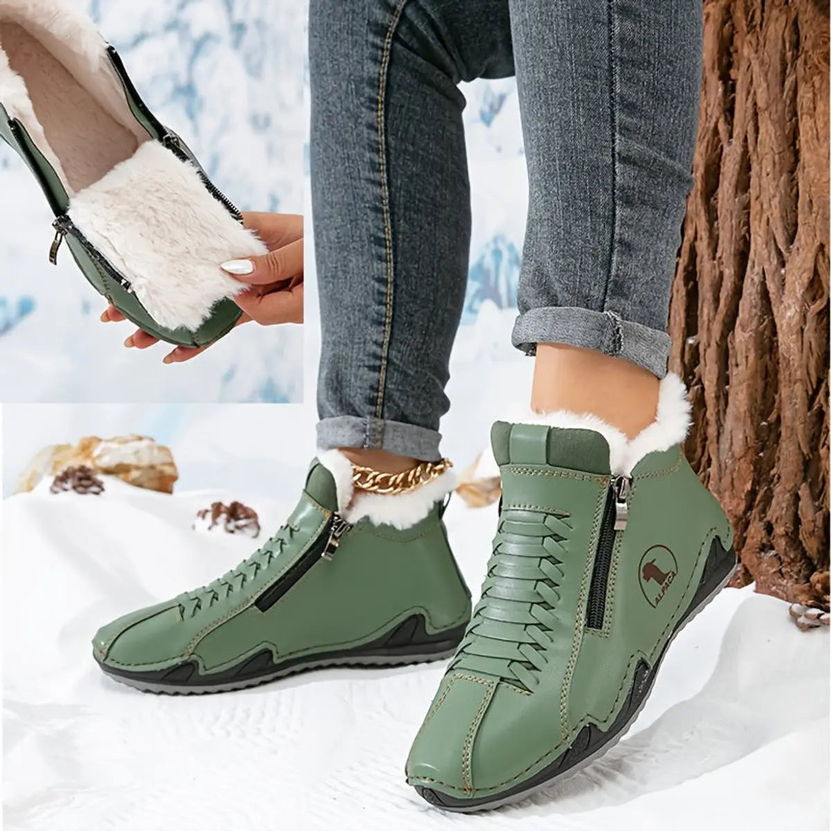 Women's Black Ankle Boots | Faux-Fur Lined, Wide Toe Box, Side Zip Closure 9