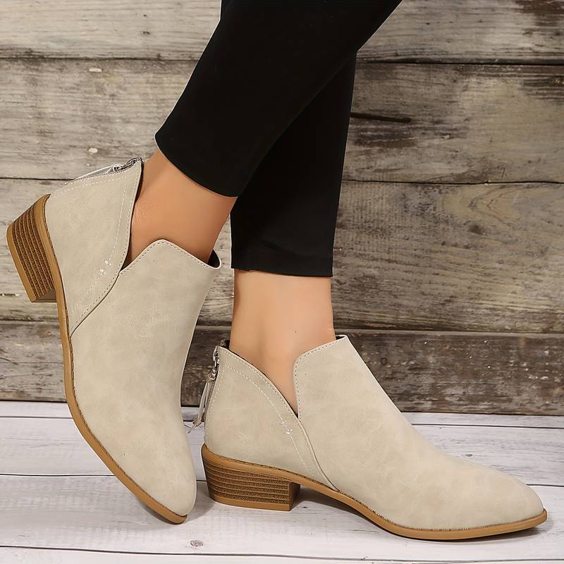 Women's Black Ankle Boots | Low Block Heel, Slip-On Design 2