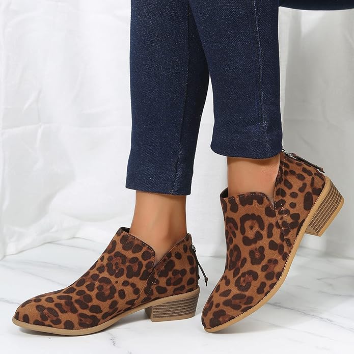 Women's Black Ankle Boots | Low Block Heel, Slip-On Design 6