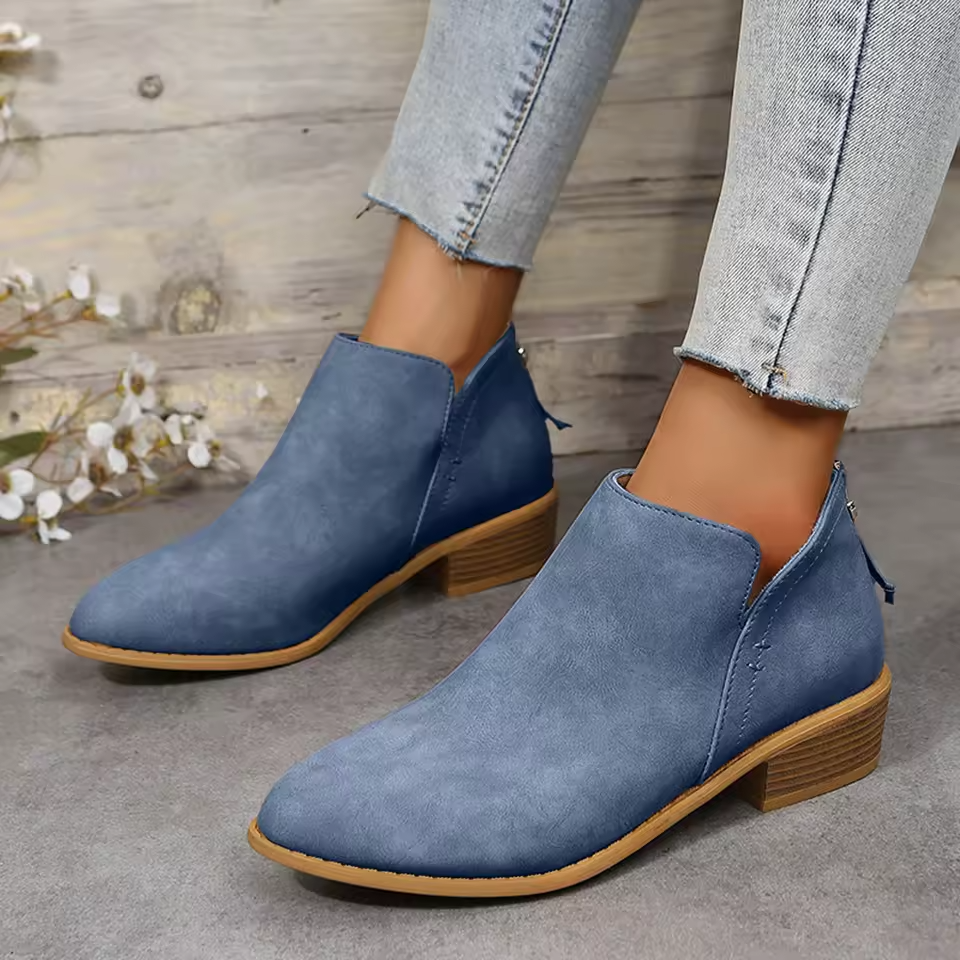 Women's Black Ankle Boots | Low Block Heel, Slip-On Design 7