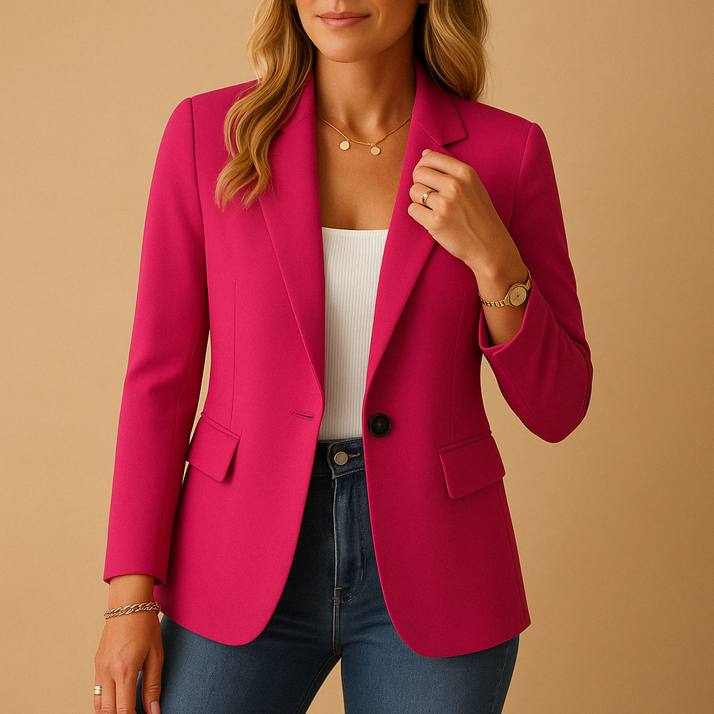 Women's Black Blazer | Fitted Design, Single Button Closure, Flap Pockets 1
