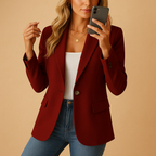 Women's Black Blazer | Fitted Design, Single Button Closure, Flap Pockets 4