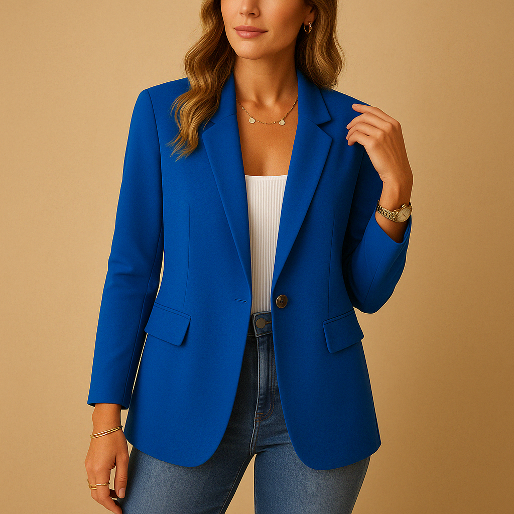 Women's Black Blazer | Fitted Design, Single Button Closure, Flap Pockets 5