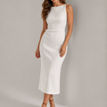 Women's Black Cami Dress | Ripple Textured, Fitted Midi 0