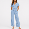 Women's Black Jumpsuit | Elegant Wrap Design, Adjustable Waist, Wide-Leg Trousers 0