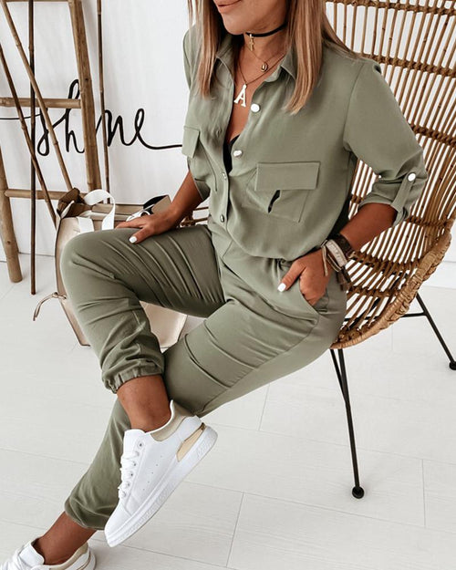 Women's Black Jumpsuit | Long Sleeve, Elastic Waistband, Smooth Woven Fabric 1