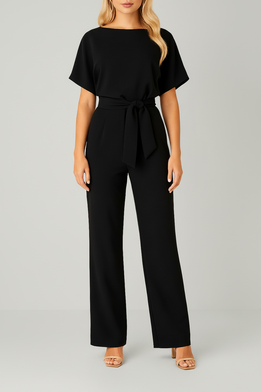 Women's Black Jumpsuit | Regular Fit, Soft Woven Fabric Blend 0