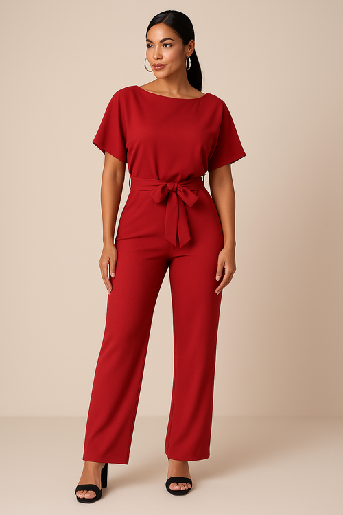 Women's Black Jumpsuit | Regular Fit, Soft Woven Fabric Blend 1