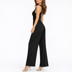 Women's Black Jumpsuit | Sleeveless V-Neck, Wide-Leg Design 1