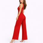 Women's Black Jumpsuit | Sleeveless V-Neck, Wide-Leg Design 5