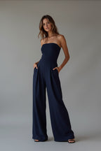 Women's Black Jumpsuit | Strapless Corset Fit, Straight Leg 0