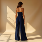 Women's Black Jumpsuit | Strapless Corset Fit, Straight Leg 3