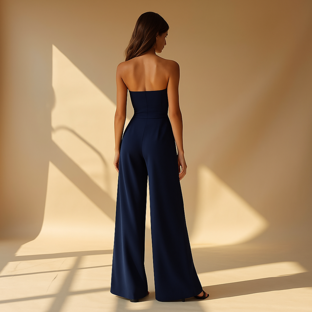 Women's Black Jumpsuit | Strapless Corset Fit, Straight Leg 3