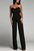 Women's Black Jumpsuit | Strapless Flared Pants, Breathable Stretch Fabric 0