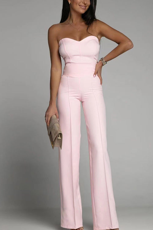 Women's Black Jumpsuit | Strapless Flared Pants, Breathable Stretch Fabric 3