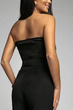 Women's Black Jumpsuit | Strapless Flared Pants, Breathable Stretch Fabric 6
