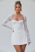 Women's Black Mini Dress | Lace Corset Back, Long Sleeve, Formal & Cocktail 0