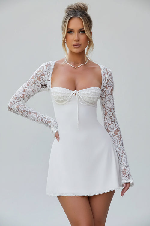 Women's Black Mini Dress | Lace Corset Back, Long Sleeve, Formal & Cocktail 0
