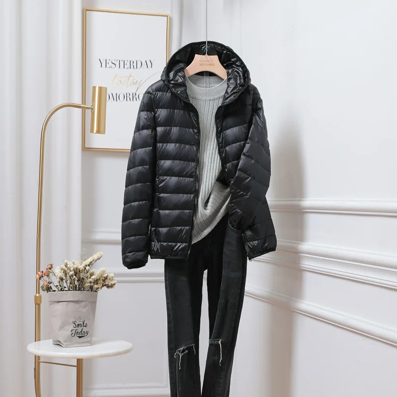Women's Black Puffer Jacket | Lightweight Hooded, Cropped Slim Fit 3