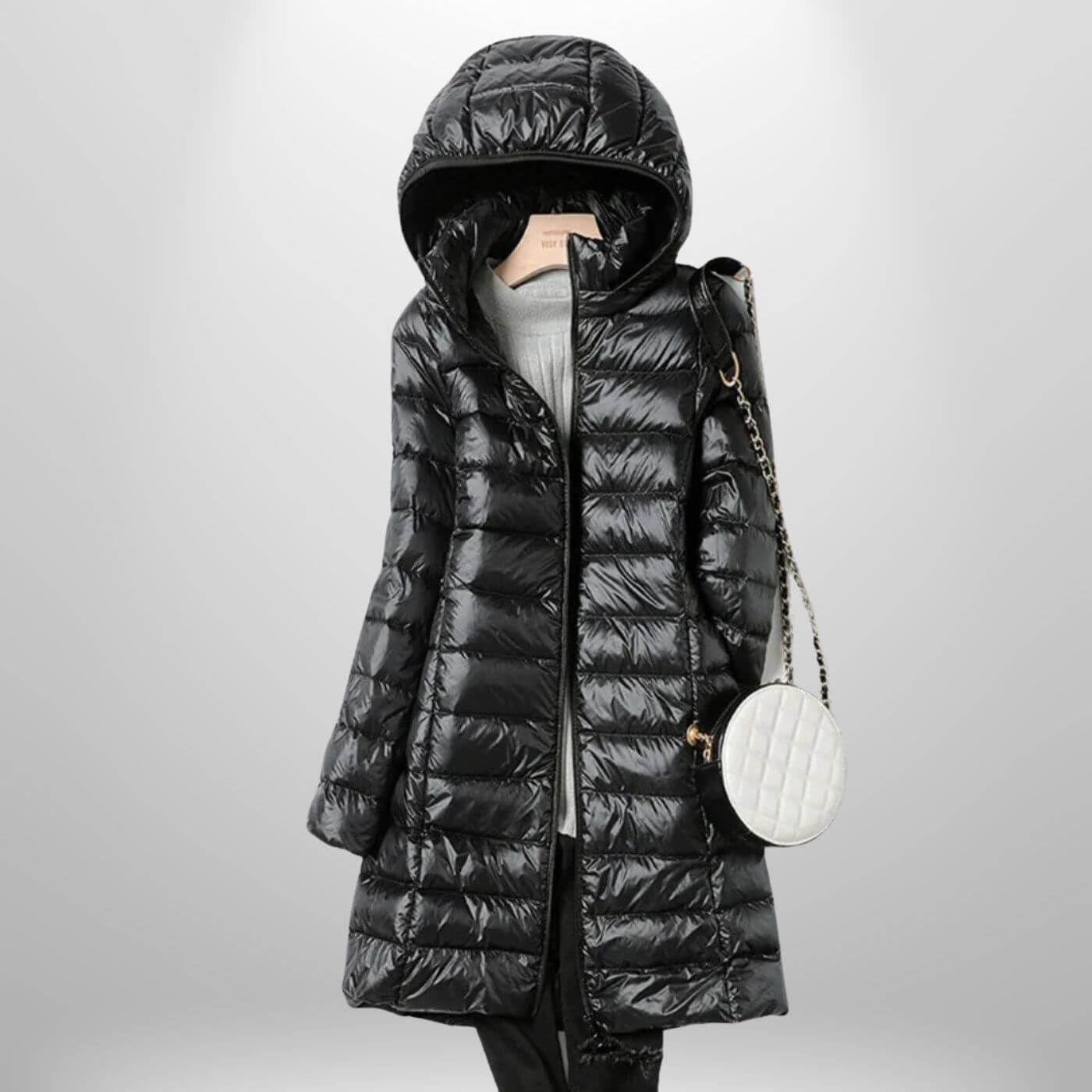 Women's Black Puffer Jacket | Lightweight, Hooded, Mid-Thigh Length 1