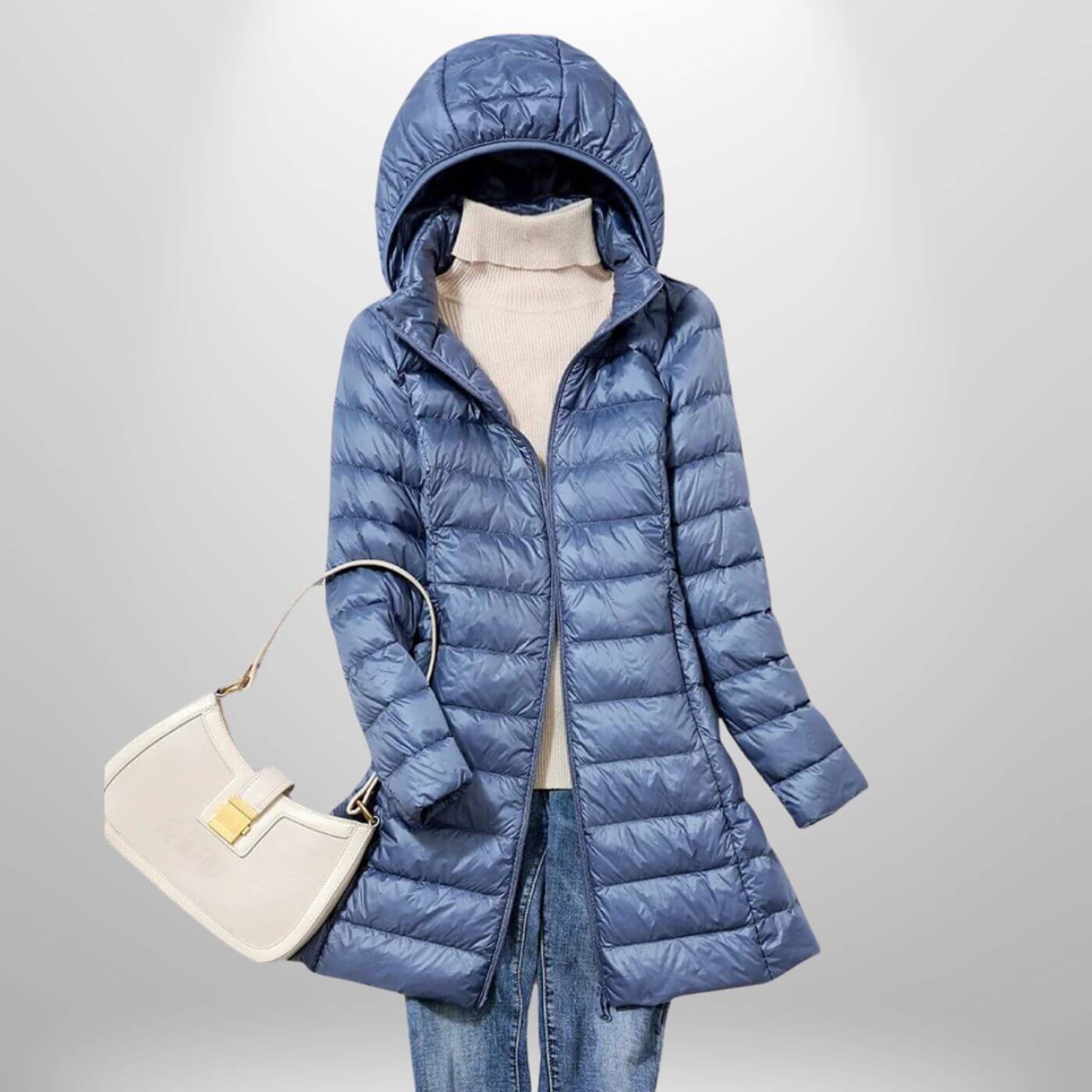 Women's Black Puffer Jacket | Lightweight, Hooded, Mid-Thigh Length 2