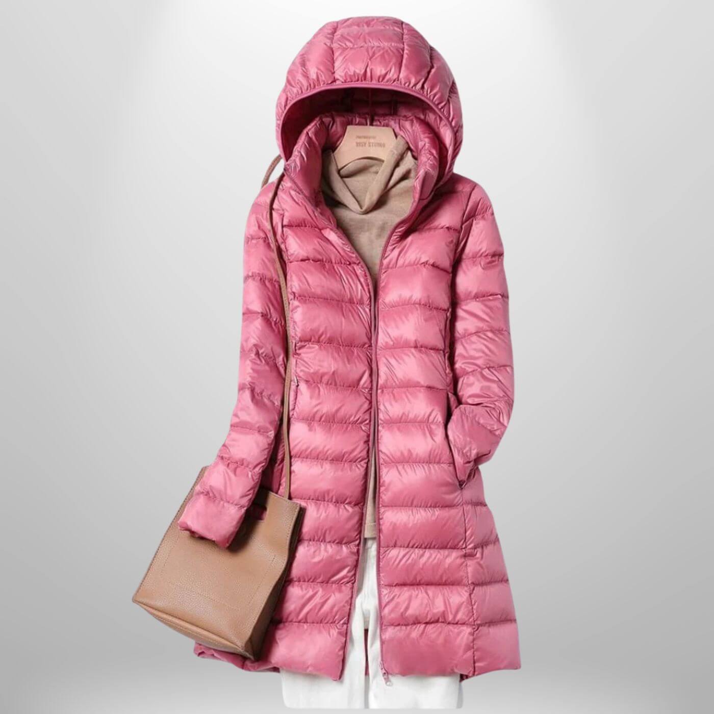 Women's Black Puffer Jacket | Lightweight, Hooded, Mid-Thigh Length 3