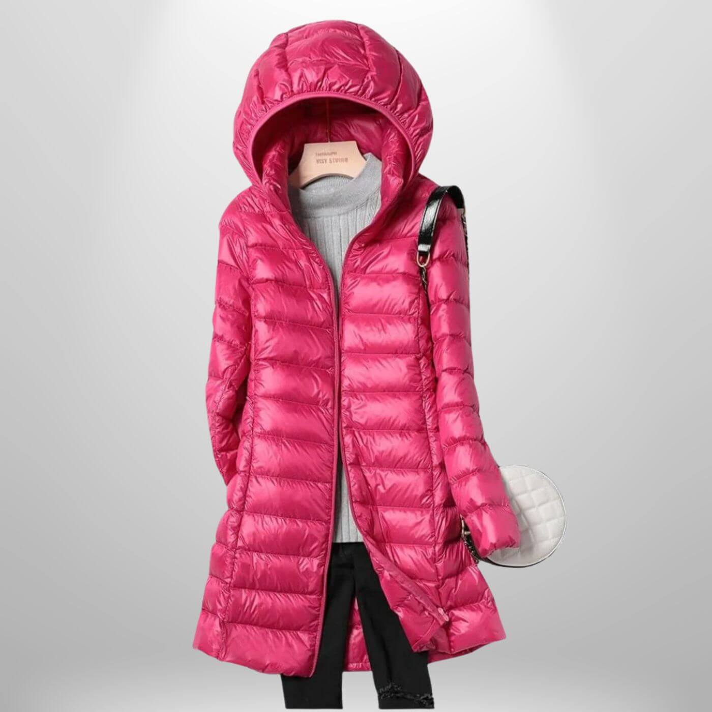 Women's Black Puffer Jacket | Lightweight, Hooded, Mid-Thigh Length 5