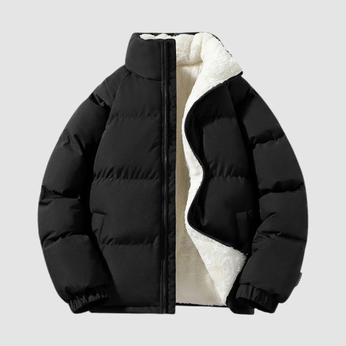 Women's Black Puffer Jacket | Quilted, Fleece-Lined, Fitted Silhouette 1
