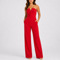 Women's Black Strapless Jumpsuit | Tailored Wide-Leg Design, Elegant Fit 0