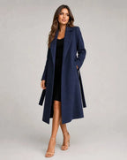 Women's Black Trench Coat | Long-Line, Belted, Notched Lapel 1