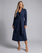 Women's Black Trench Coat | Long-Line, Belted, Notched Lapel 3