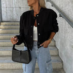Women's Bomber Jacket | Short Cut, Flap Pockets, Casual Fit 7