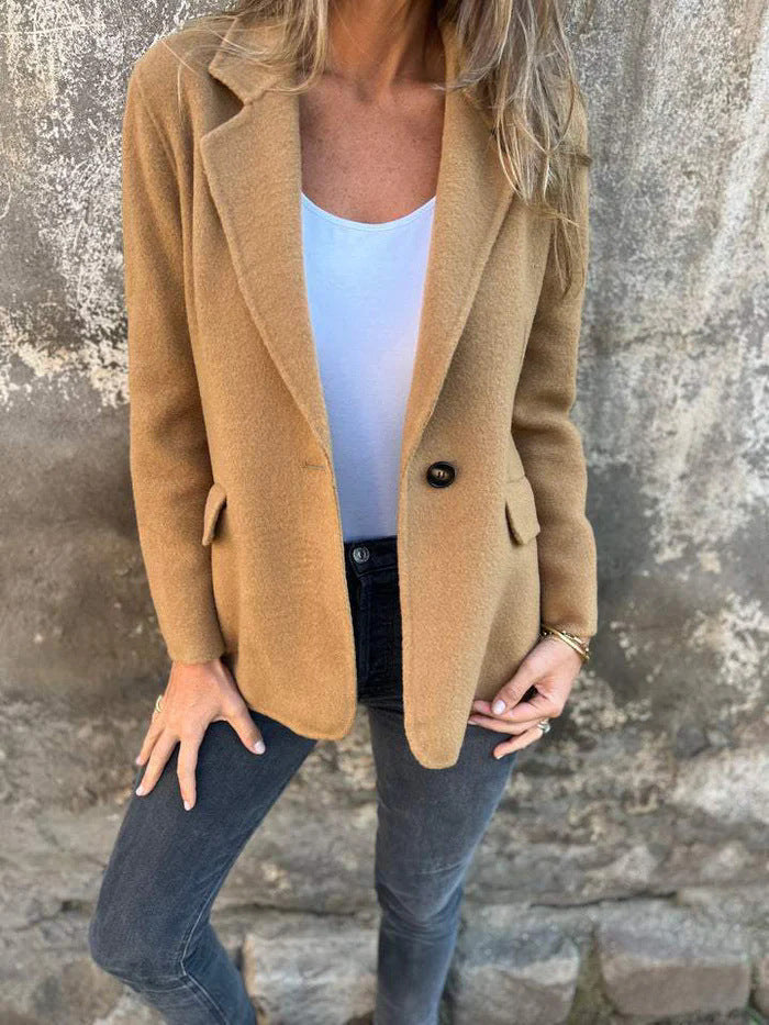 Women's Boucle Blazer | Relaxed Fit, Classic Lapel, Side Pockets 2