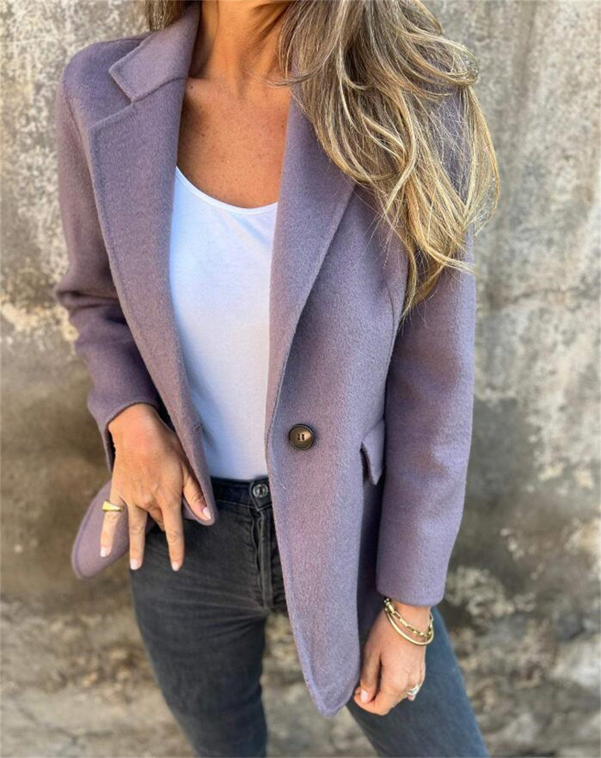 Women's Boucle Blazer | Relaxed Fit, Classic Lapel, Side Pockets 7