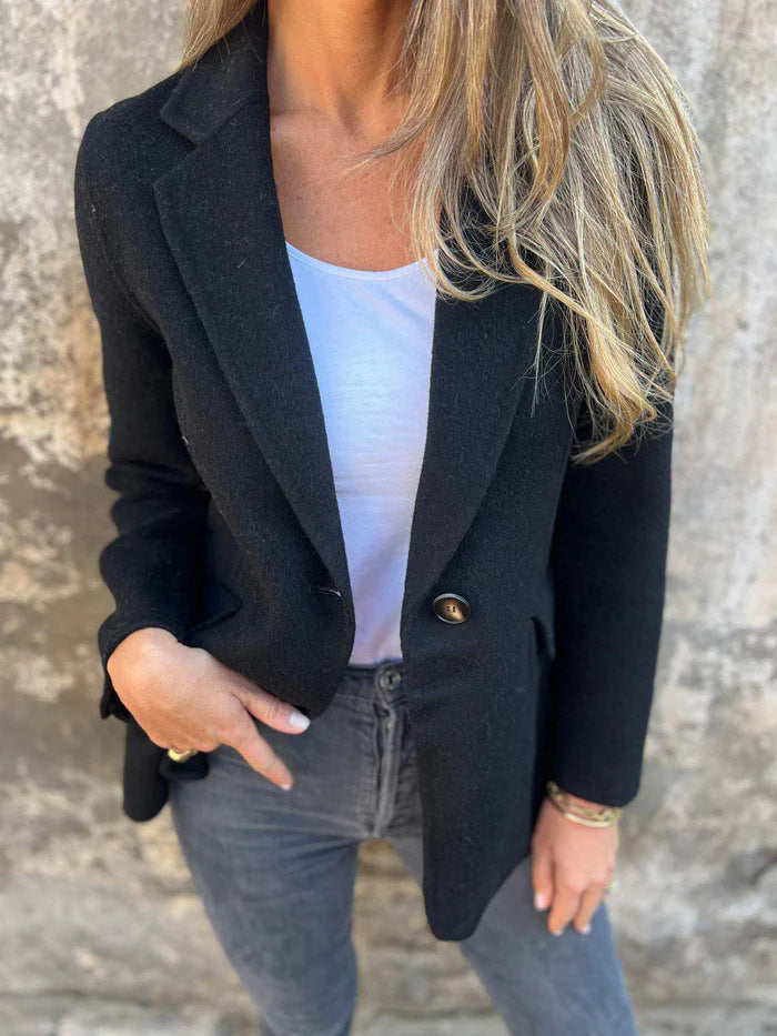 Women's Boucle Blazer | Relaxed Fit, Classic Lapel, Side Pockets 9