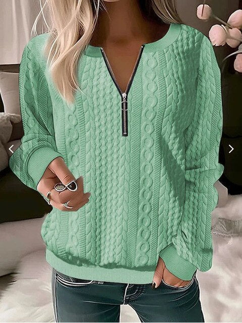 Women's Cable Knit Jumper | Half-Zip, Long Sleeves, Relaxed Fit 3