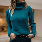 Women's Cable Knit Sweatshirt | Fitted Turtleneck, Long Sleeve, Cozy Style 6