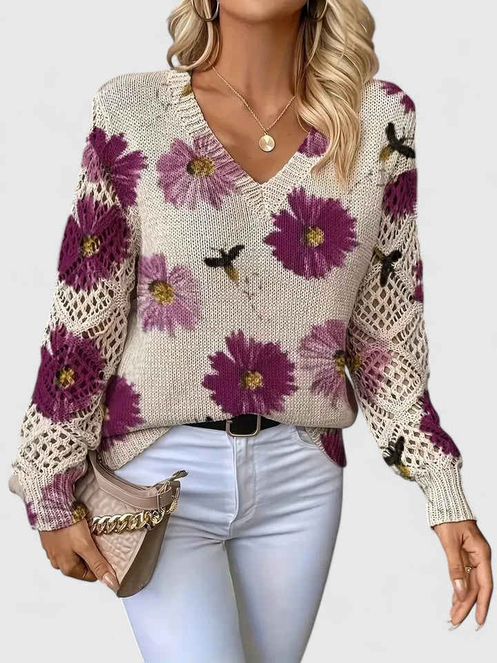 Women's Cardigan | Floral Knit Pattern, Airy Sleeves 1