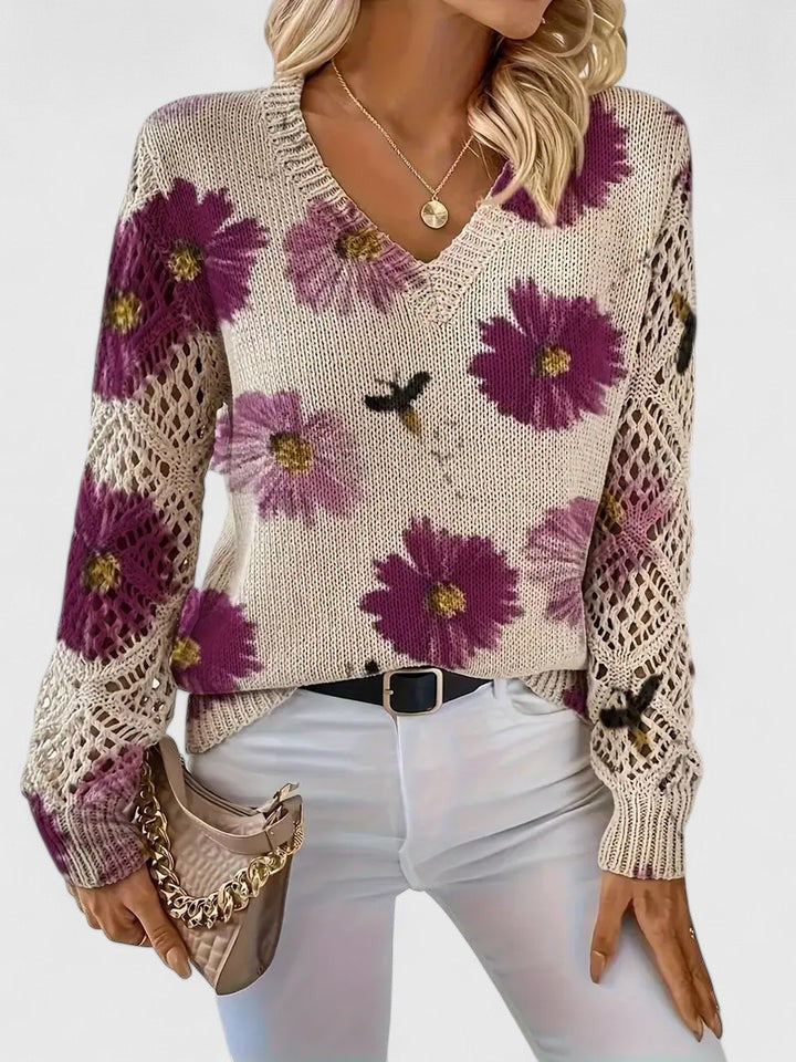 Women's Cardigan | Floral Knit Pattern, Airy Sleeves 3