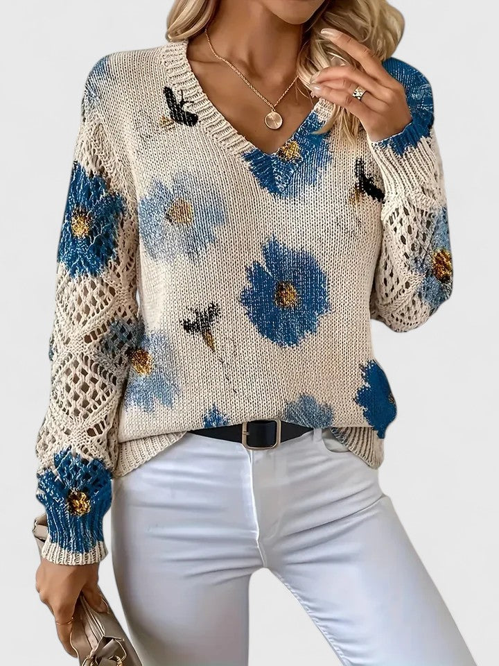 Women's Cardigan | Floral Knit Pattern, Airy Sleeves 4
