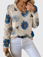 Women's Cardigan | Floral Knit Pattern, Airy Sleeves 4