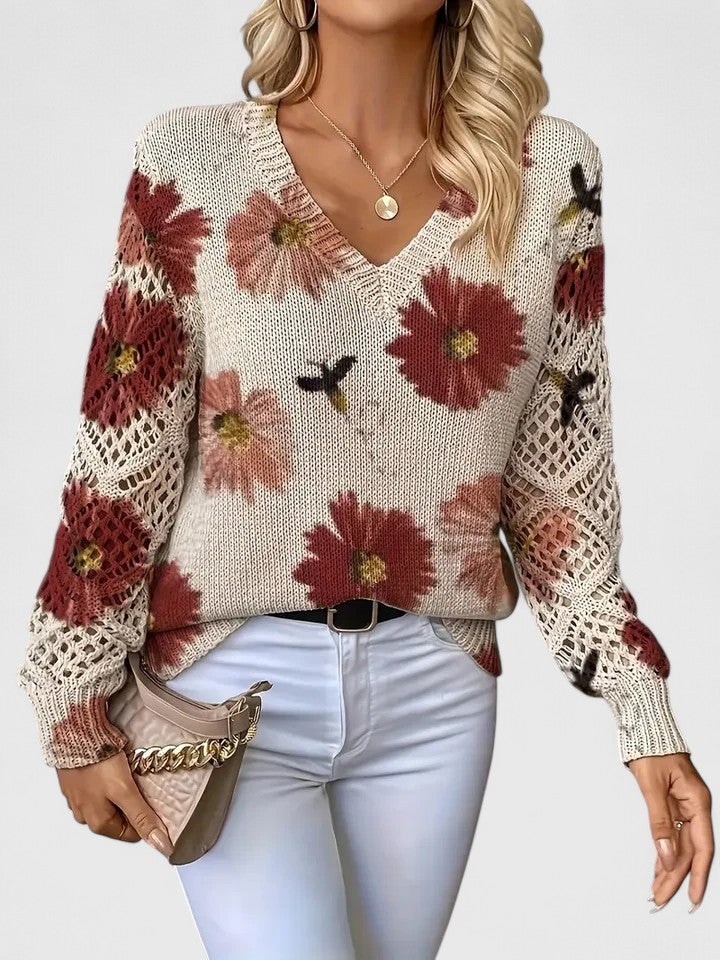 Women's Cardigan | Floral Knit Pattern, Airy Sleeves 6