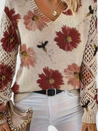 Women's Cardigan | Floral Knit Pattern, Airy Sleeves 7