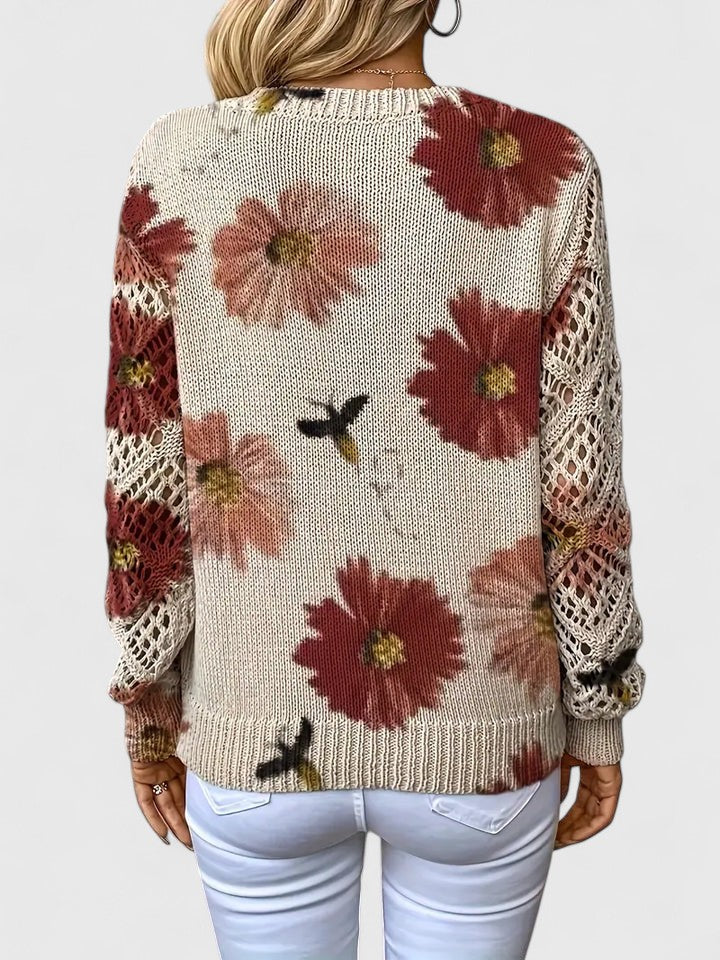 Women's Cardigan | Floral Knit Pattern, Airy Sleeves 8